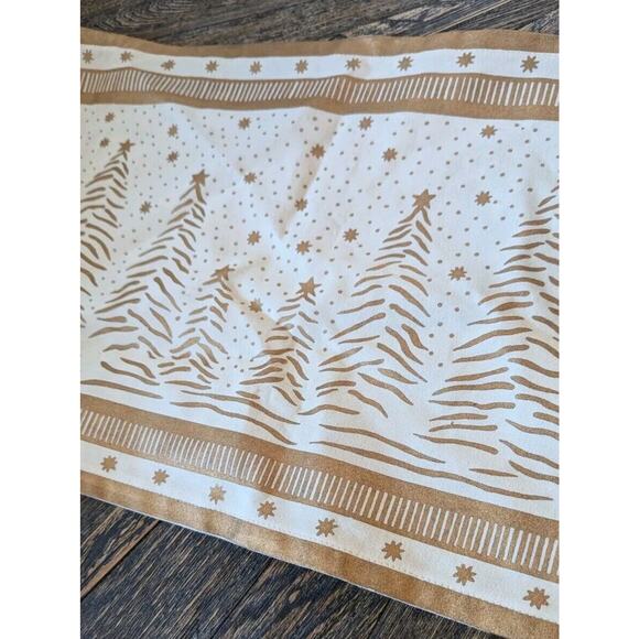 Park B Smith Christmas Tree Table Runner Ivory Gold 72” PBS Oblong Stars Decor - Picture 8 of 9